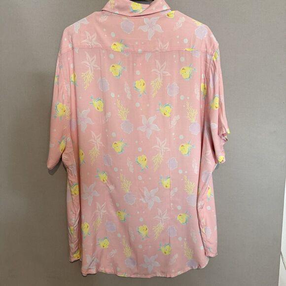 Disney The Little Mermaid Shirt Extra Large Button Down Pink Rare Flounder Camp - Picture 6 of 12